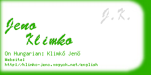 jeno klimko business card